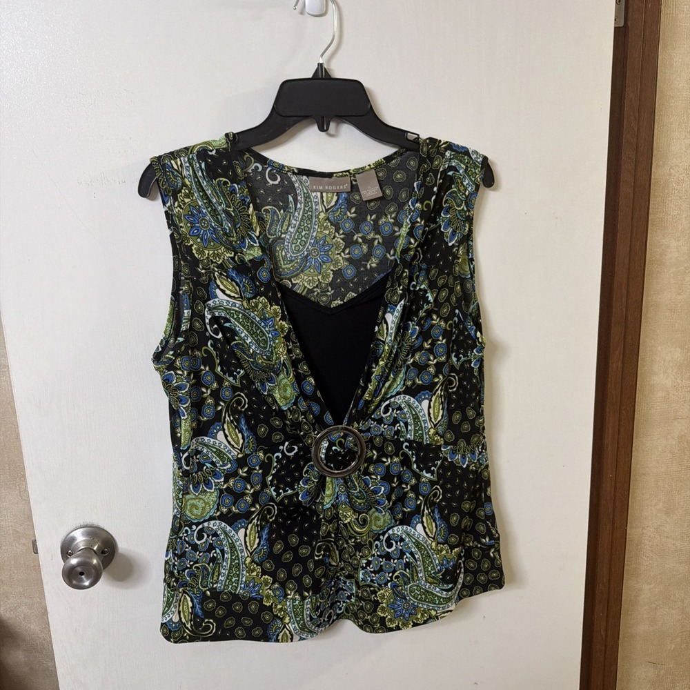 Kim Roger's Paisley Print X- Large Sleeveless Blouse